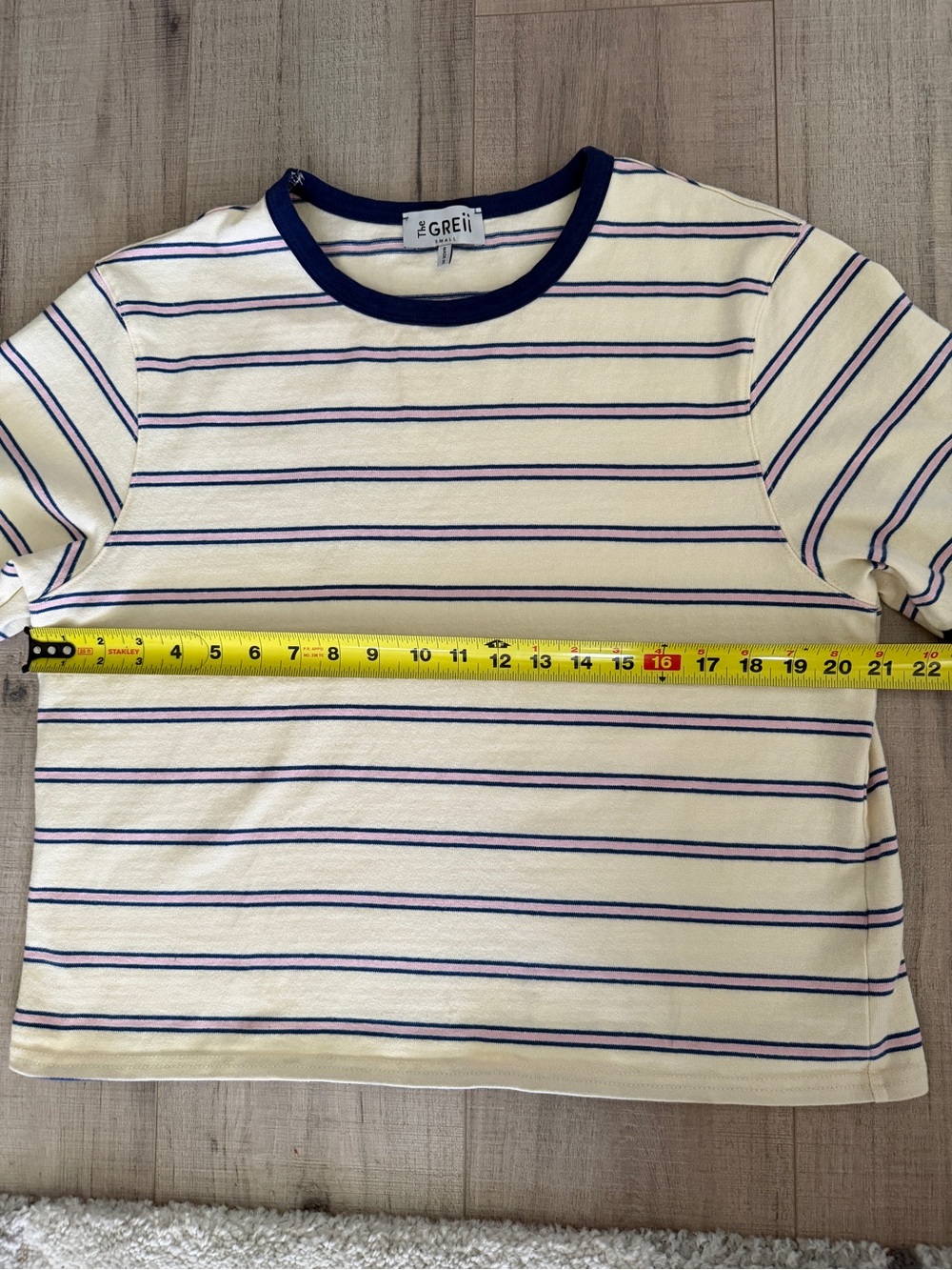 The Greii Striped Ringer Tee Women’s S Boxy Cropped Cotton Made in Korea - Picture 11 of 11